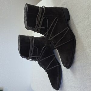 Diane Von Furstenberg Jayena Suede Shearling Cute Anlke Boots Ladies 8 In Vguc